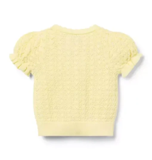 Pointelle Puff Sleeve Cardigan