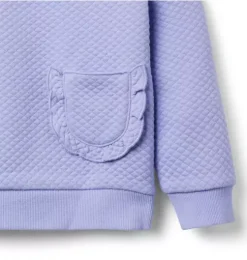 Quilted Jacquard Ruffle Pocket Sweatshirt