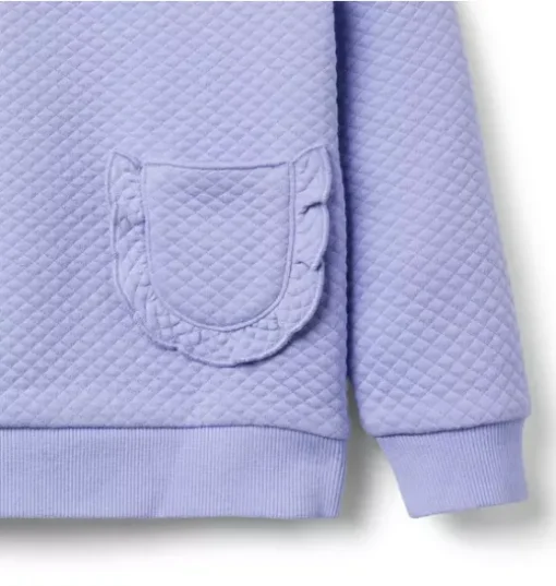 Quilted Jacquard Ruffle Pocket Sweatshirt
