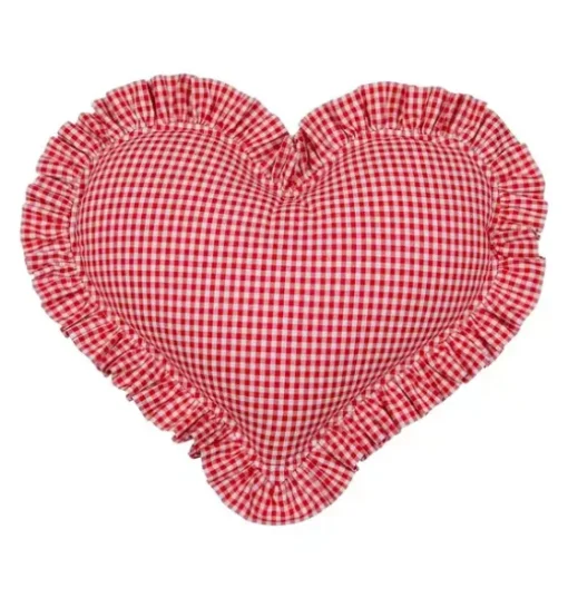 "Red Checkered" Heart Pillow with Frill