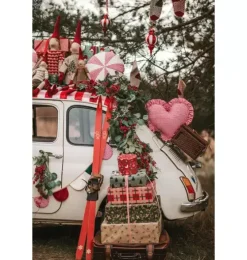 "Red Checkered" Heart Pillow with Frill