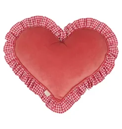 "Red" Heart Pillow with Checkered Frill