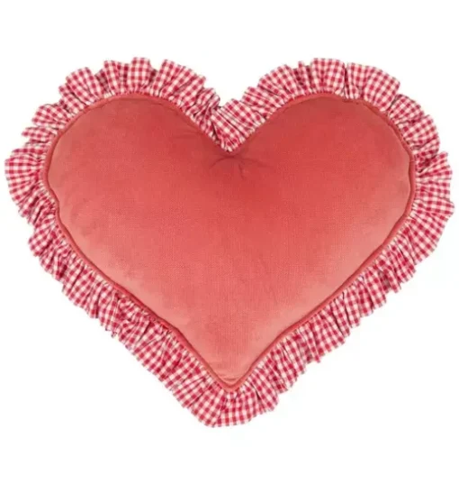 "Red" Heart Pillow with Checkered Frill