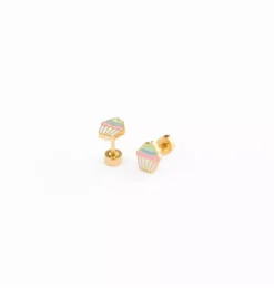 Rainbow Cupcake Stud Earring