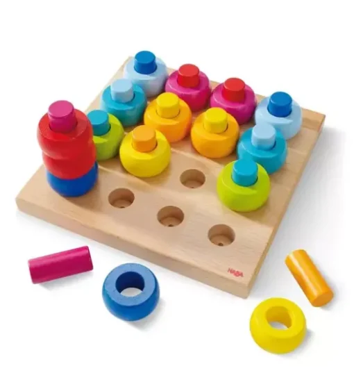 Rainbow Whirls Wooden Sorting and Stacking Game