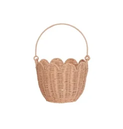 Rattan Tulip Carry Basket - Seashell Pink
