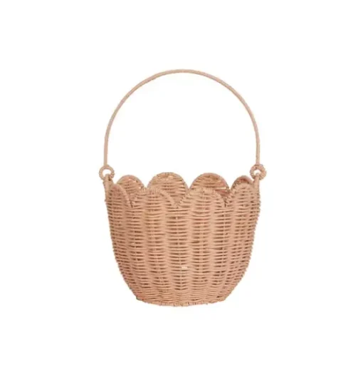 Rattan Tulip Carry Basket - Seashell Pink