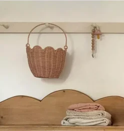 Rattan Tulip Carry Basket - Seashell Pink