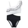 Recycled Cutout Ruffle Shoulder Swimsuit