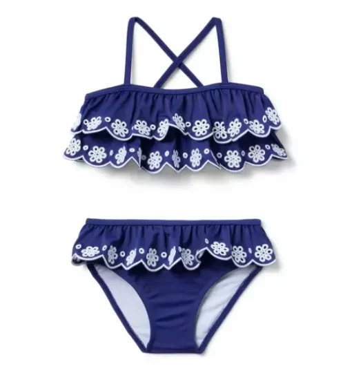 Recycled Eyelet Ruffle 2-Piece Swimsuit