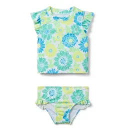 Recycled Floral Rash Guard Swimsuit