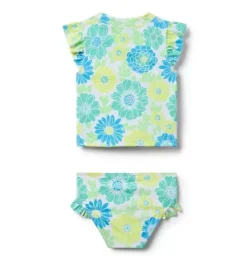 Recycled Floral Rash Guard Swimsuit