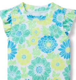 Recycled Floral Rash Guard Swimsuit