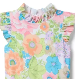 Recycled Floral Ruffle Collar Swimsuit