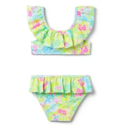 Recycled Floral Ruffle 2-Piece Swimsuit