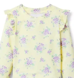 Recycled Floral Ruffle Rash Guard Swimsuit