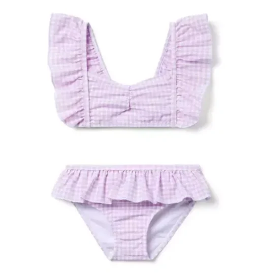 Recycled Gingham Ruffle 2-Piece Swimsuit