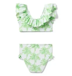 Recycled Palm Tree Ruffle 2-Piece Swimsuit