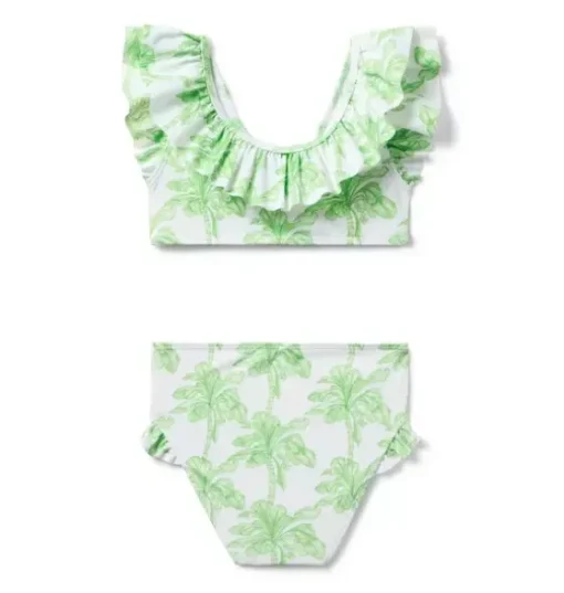 Recycled Palm Tree Ruffle 2-Piece Swimsuit