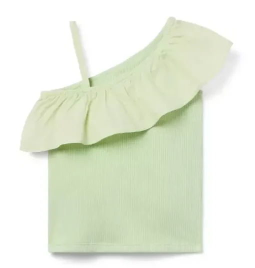 Ribbed Ruffle Shoulder Top