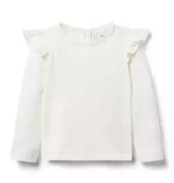 Ribbed Ruffle Shoulder Top