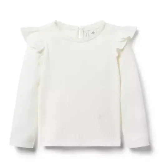 Ribbed Ruffle Shoulder Top