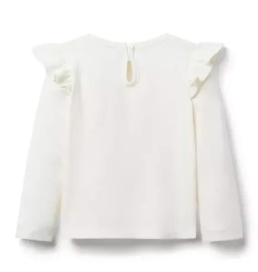 Ribbed Ruffle Shoulder Top