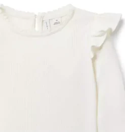 Ribbed Ruffle Shoulder Top