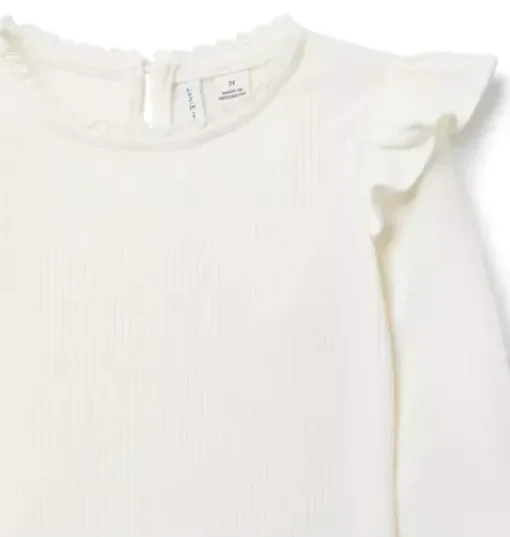 Ribbed Ruffle Shoulder Top