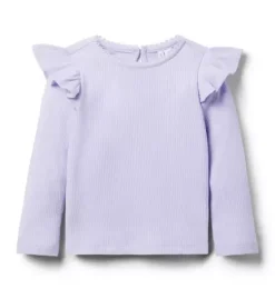 Ribbed Ruffle Shoulder Top