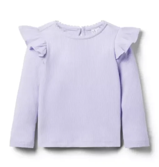 Ribbed Ruffle Shoulder Top