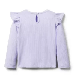 Ribbed Ruffle Shoulder Top