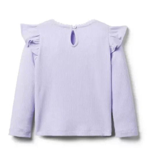 Ribbed Ruffle Shoulder Top