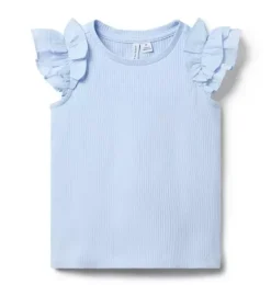 Ribbed Ruffle Sleeve Top