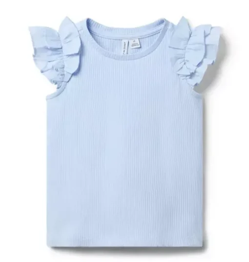 Ribbed Ruffle Sleeve Top