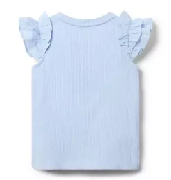 Ribbed Ruffle Sleeve Top