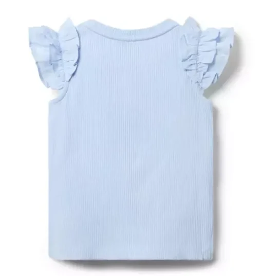 Ribbed Ruffle Sleeve Top