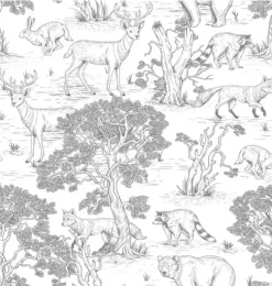 Sketchbook Animals White Wallpaper