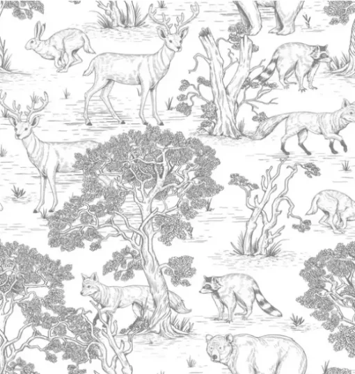 Sketchbook Animals White Wallpaper