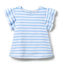 Striped Flutter Sleeve Top