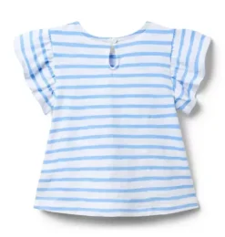 Striped Flutter Sleeve Top