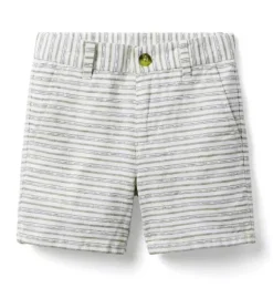 Striped Linen-Cotton Short