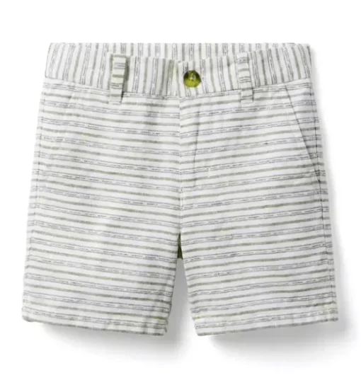 Striped Linen-Cotton Short