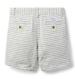 Striped Linen-Cotton Short