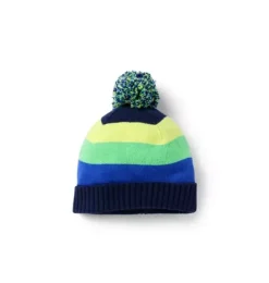 Striped Pom Beanie