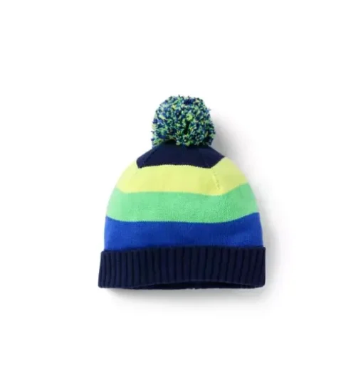 Striped Pom Beanie
