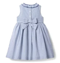 Striped Seersucker Ruffle Collar Dress