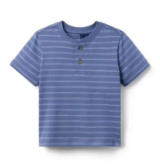 Striped Textured Henley Tee