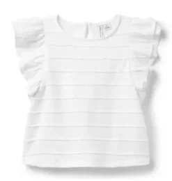 Textured Stripe Ruffle Sleeve Top
