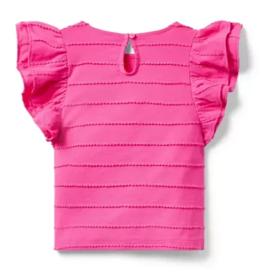 Textured Stripe Ruffle Sleeve Top